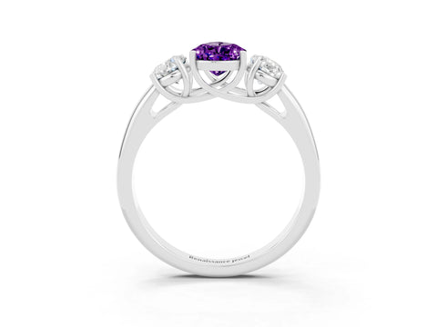 White gold Three-Stone Pear Cut Amethyst Engagement Ring with Prong Setting_3