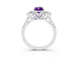White gold Three-Stone Pear Cut Amethyst Pavé Band with Four-Prong Setting_3