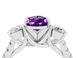White gold Three-Stone Pear Cut Amethyst Pavé Band with Four-Prong Setting_4