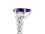 White gold Three-Stone Pear Cut Amethyst Pavé Band with Four-Prong Setting_5