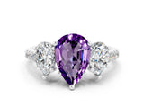 White gold Three-Stone Pear Cut Amethyst Ring with Pavé Band and Prong Setting_12