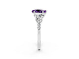 White gold Three-Stone Pear Cut Amethyst Ring with Pavé Band and Prong Setting_14