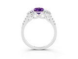 White gold Three-Stone Pear Cut Amethyst Ring with Pavé Band and Prong Setting_15