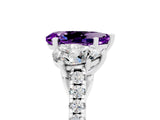 White gold Three-Stone Pear Cut Amethyst Ring with Pavé Band and Prong Setting_17