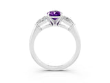 White gold Three-Stone Pear Cut Amethyst Ring with Pear Side Stones and Four-Prong Setting_3