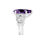 White gold Three-Stone Pear Cut Amethyst Ring with Pear Side Stones and Four-Prong Setting_5