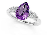 White gold Three-Stone Pear Cut Amethyst Ring with Pear  Side Stones in Four-Prong Setting_13