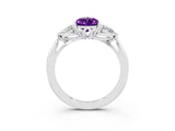White gold Three-Stone Pear Cut Amethyst Ring with Pear  Side Stones in Four-Prong Setting_15