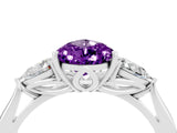 White gold Three-Stone Pear Cut Amethyst Ring with Pear  Side Stones in Four-Prong Setting_16