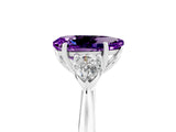 White gold Three-Stone Pear Cut Amethyst Ring with Pear  Side Stones in Four-Prong Setting_17