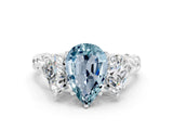 White gold Three-Stone Pear Cut Aquamarine Braided Band Ring with Four-Prong Setting_12
