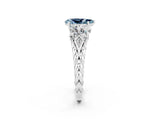 White gold Three-Stone Pear Cut Aquamarine Braided Band Ring with Four-Prong Setting_14