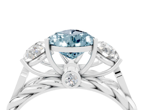 White gold Three-Stone Pear Cut Aquamarine Braided Band Ring with Four-Prong Setting_16