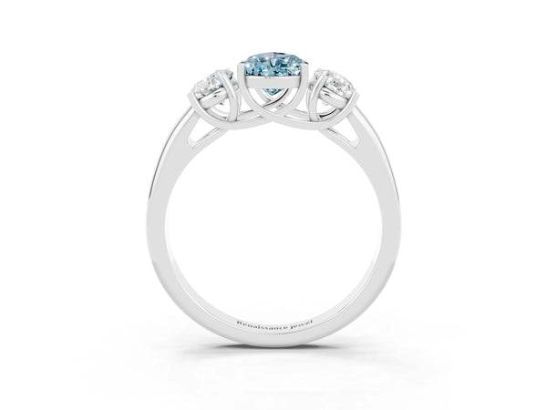 Platinum Three-Stone Pear Cut Aquamarine Engagement Ring with Prong Setting