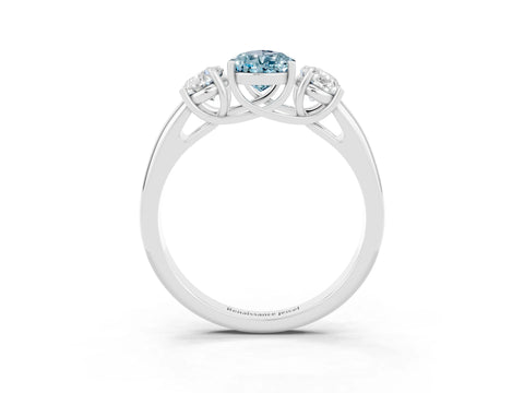White gold Three-Stone Pear Cut Aquamarine Engagement Ring with Prong Setting_3