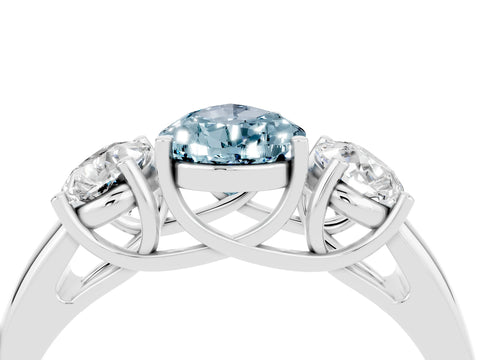 White gold Three-Stone Pear Cut Aquamarine Engagement Ring with Prong Setting_4