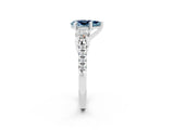 White gold Three-Stone Pear Cut Aquamarine Pavé Band with Four-Prong Setting_2