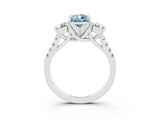 White gold Three-Stone Pear Cut Aquamarine Pavé Band with Four-Prong Setting_3