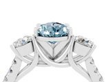 White gold Three-Stone Pear Cut Aquamarine Pavé Band with Four-Prong Setting_4