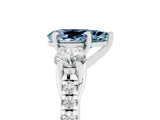 White gold Three-Stone Pear Cut Aquamarine Pavé Band with Four-Prong Setting_5