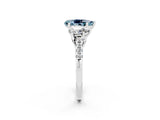 White gold Three-Stone Pear Cut Aquamarine Ring with Pavé Band and Prong Setting_14