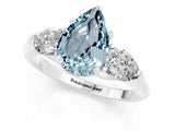 White gold Three-Stone Pear Cut Aquamarine Ring with Pear Side Stones and Four-Prong Setting_1