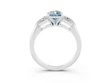 White gold Three-Stone Pear Cut Aquamarine Ring with Pear Side Stones and Four-Prong Setting_3