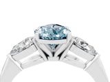 White gold Three-Stone Pear Cut Aquamarine Ring with Pear Side Stones and Four-Prong Setting_4