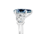 White gold Three-Stone Pear Cut Aquamarine Ring with Pear Side Stones and Four-Prong Setting_5