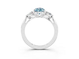 White gold Three-Stone Pear Cut Aquamarine Ring with Pear  Side Stones in Four-Prong Setting_15