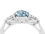 White gold Three-Stone Pear Cut Aquamarine Ring with Pear  Side Stones in Four-Prong Setting_16