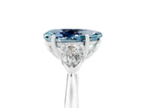 White gold Three-Stone Pear Cut Aquamarine Ring with Pear  Side Stones in Four-Prong Setting_17