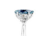 White gold Three-Stone Pear Cut Aquamarine Ring with Pear  Side Stones in Four-Prong Setting_53