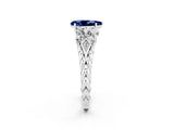 White gold Three-Stone Pear Cut Blue Sapphire Braided Band Ring with Four-Prong Setting_14