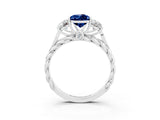 White gold Three-Stone Pear Cut Blue Sapphire Braided Band Ring with Four-Prong Setting_15