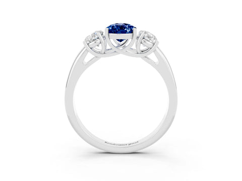 White gold Three-Stone Pear Cut Blue Sapphire Engagement Ring with Prong Setting_3