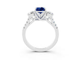 White gold Three-Stone Pear Cut Blue Sapphire Pavé Band with Four-Prong Setting_3