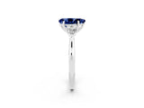 White gold Three-Stone Pear Cut Blue Sapphire Ring with Pear  Side Stones in Four-Prong Setting_14