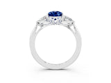 White gold Three-Stone Pear Cut Blue Sapphire Ring with Pear  Side Stones in Four-Prong Setting_15