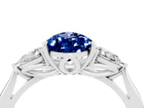 White gold Three-Stone Pear Cut Blue Sapphire Ring with Pear  Side Stones in Four-Prong Setting_16