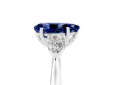 White gold Three-Stone Pear Cut Blue Sapphire Ring with Pear  Side Stones in Four-Prong Setting_17