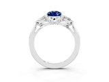 White gold Three-Stone Pear Cut Blue Sapphire Ring with Pear  Side Stones in Four-Prong Setting_51