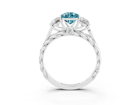 White gold Three-Stone Pear Cut Blue Topaz Braided Band Ring with Four-Prong Setting_15