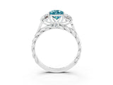 White gold Three-Stone Pear Cut Blue Topaz Braided Band Ring with Four-Prong Setting_15