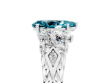 White gold Three-Stone Pear Cut Blue Topaz Braided Band Ring with Four-Prong Setting_17