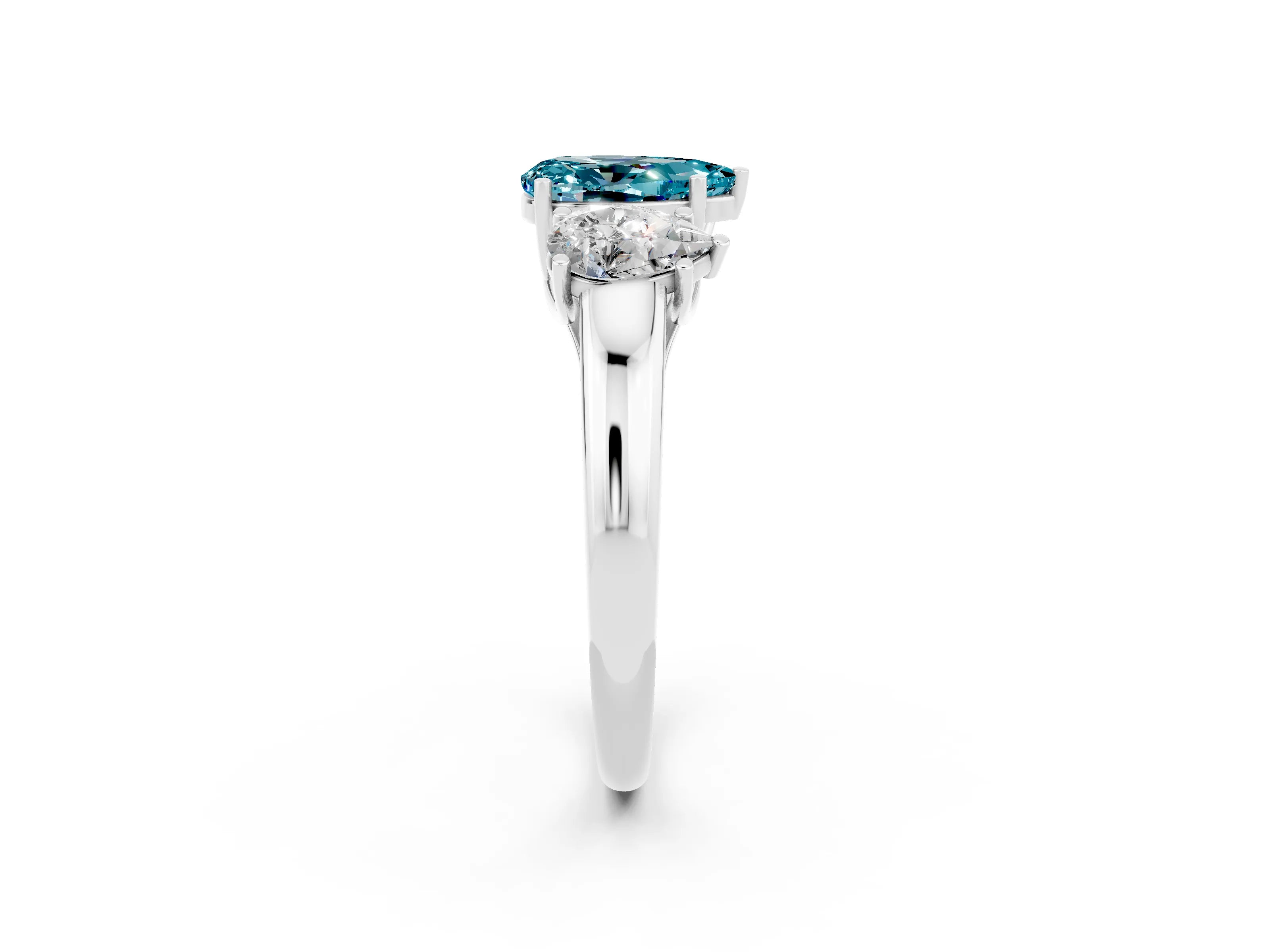 White gold Three-Stone Pear Cut Blue Topaz Engagement Ring with Prong Setting_2
