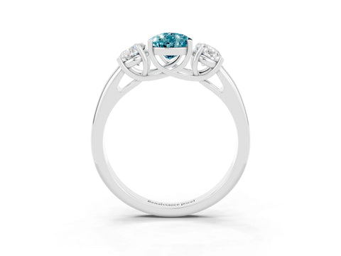 White gold Three-Stone Pear Cut Blue Topaz Engagement Ring with Prong Setting_3