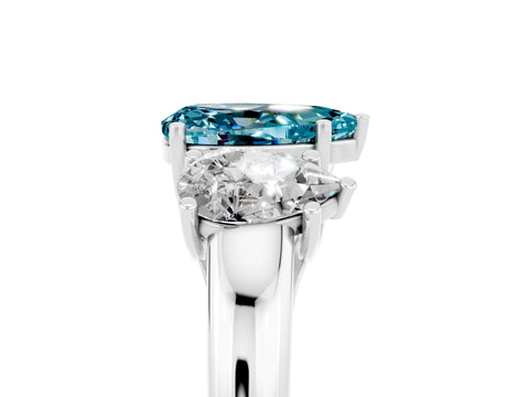 White gold Three-Stone Pear Cut Blue Topaz Engagement Ring with Prong Setting_5
