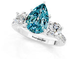 White gold Three-Stone Pear Cut Blue Topaz Pavé Band with Four-Prong Setting_1