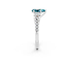 White gold Three-Stone Pear Cut Blue Topaz Pavé Band with Four-Prong Setting_2